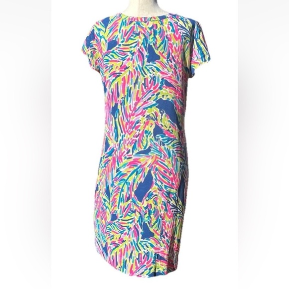 Lilly Pulitzer Palmira V Neck T-Shirt Dress Indigo Palm Size Large - Picture 4 of 8